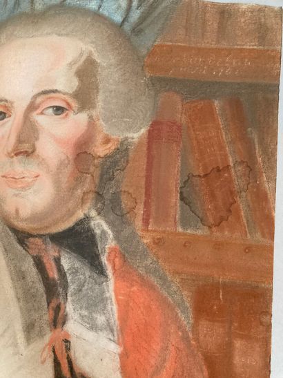null Lot of 6 sheets of which pastel portrait of a man in a library, landscape with...