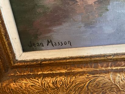 null Vue d'Hérisson. Huile sur toile portant signature Jean Masson en bas à gauche....