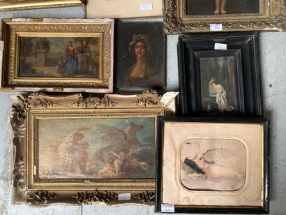 null Lot of various frames on the theme of the portrait, female nude and mythological...