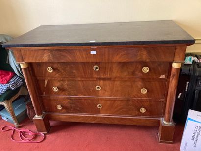 Mahogany veneered chest of drawers with detached...