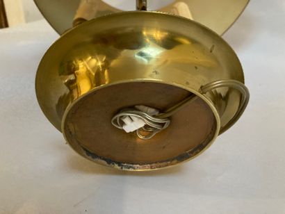 null Three-light hot water bottle lamp in gilt bronze and green sheet metal

H :...