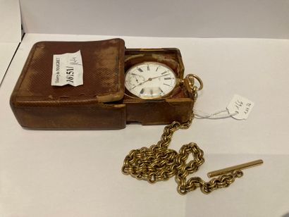 Pocket watch in a leather case and a chain,...