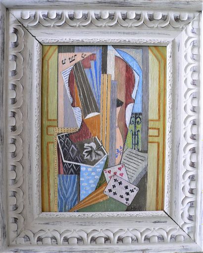 null Petroff

Still life with music scores and cello

Mixed media on cardboard signed....