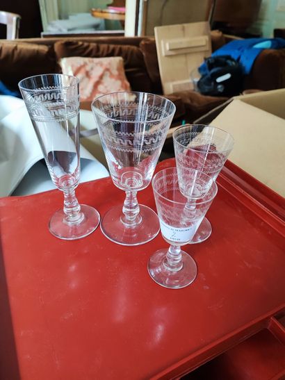 Part of service of crystal glasses engraved...