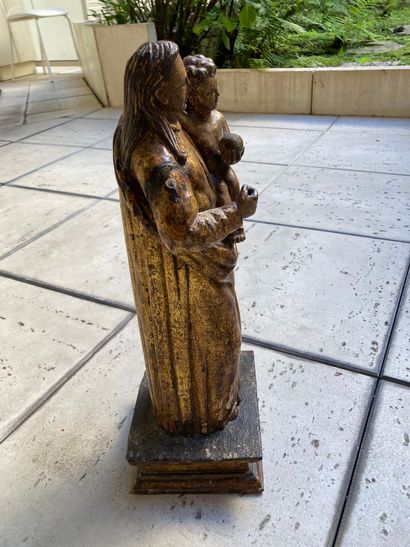 null Vierge à l'enfant en bois laqué noir et or

H : 42 cm (usures, manques)