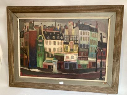 Oil on panel

View of Paris, signed lower...