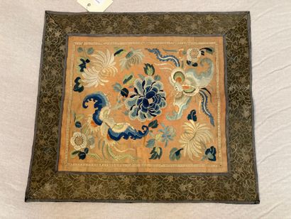 CHINA

Rectangular panel of embroidered silk...
