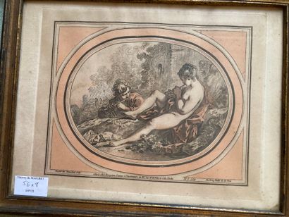 null Lot of 9 engravings including: Bacchanales, The flute players after Boucher,...