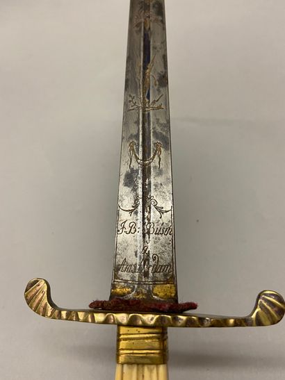 null 
Navy officer's dagger, British shape, gilt brass cross, straight faceted, square-section...