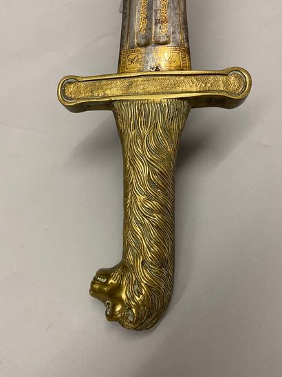 null Naval and colonial artillery officer's sword, chased and gilt brass guard, fur...