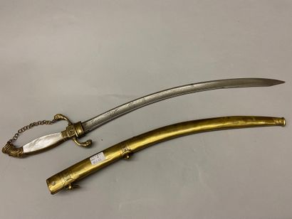 null Large naval officer's dagger, gilt brass crossbow with inverted quillons terminating...
