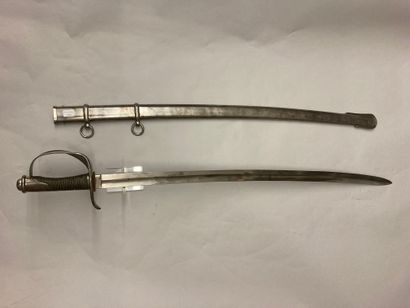  Cavalry sword of foreign model, flat iron guard with two branches with reinforcement...