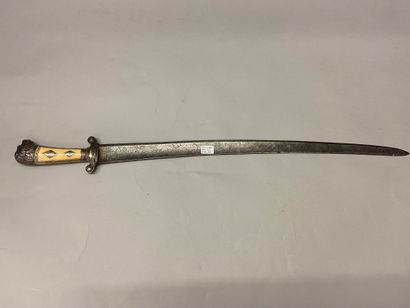 null 
Hunting knife, hallmarked silver hilt, crossed with two round quillons rising...