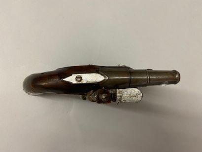 null Small flintlock naval officer's pistol, pocket (or basque) model, forced-fire...