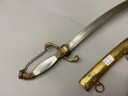 null Large naval officer's dagger, gilt brass crossbow with inverted quillons terminating...
