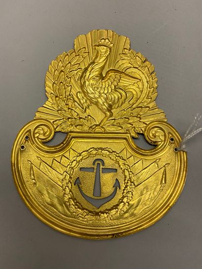 null Plaque de shako d'officier d'infanterie de marine modèle 1830/1837, en laiton...