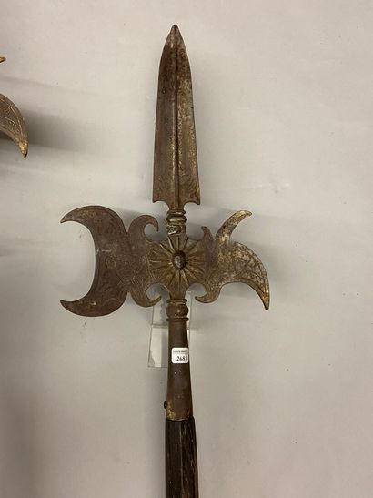 null Two halberds of style, of type bodyguard of the King, cast iron decorated with...