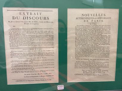 Three printed documents concerning the events...