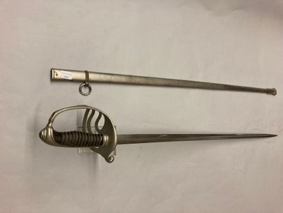  Infantry officer saber model 1896, nickel-plated iron scabbard. 
Third Republic...