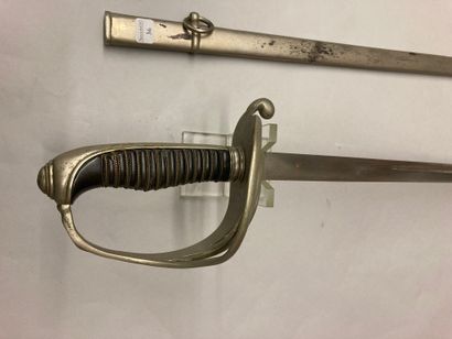  Infantry officer saber model 1896, nickel-plated iron scabbard. 
Third Republic...