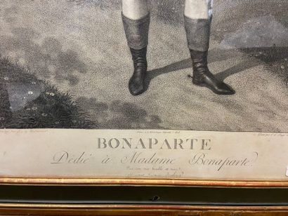 null Gravure, Bonaparte en pied, dans le parc à l'arrière du château de Malmaison...