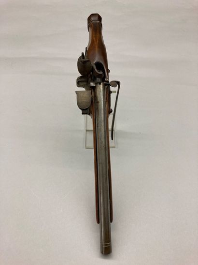 null Curious flintlock pistol, converted to a breech loading pin, iron trim, 20th...