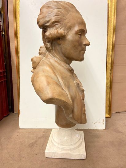 null Bust in patinated plaster "Robespierre" after Jean-Antoine Houdon, Total height...