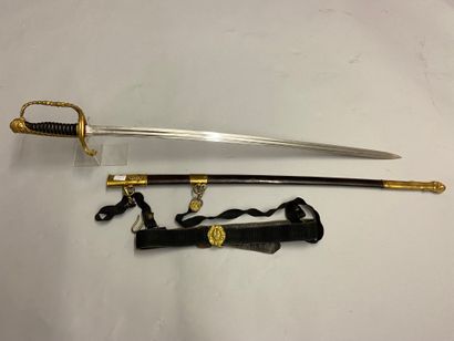 null Naval officer's saber model 1837/1870, chased and gilded brass guard, single-sided...