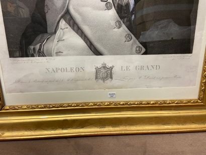 null Grande gravure, portrait en buste de l'empereur Napoléon, dessiné par Eugène...
