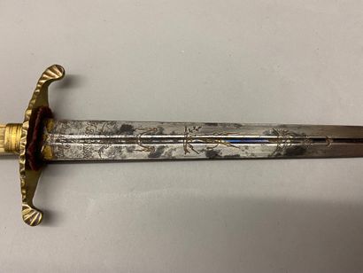null 
Navy officer's dagger, British shape, gilt brass cross, straight faceted, square-section...