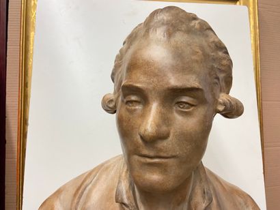 null Bust in patinated plaster "Robespierre" after Jean-Antoine Houdon, Total height...