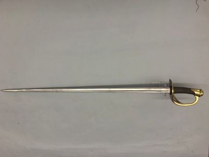  Cavalry saber model 1882, brass three-branch guard, straight blade signed "manufacture...