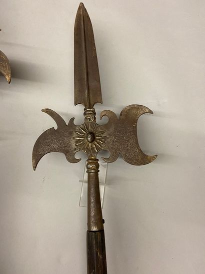 null Two halberds of style, of type bodyguard of the King, cast iron decorated with...