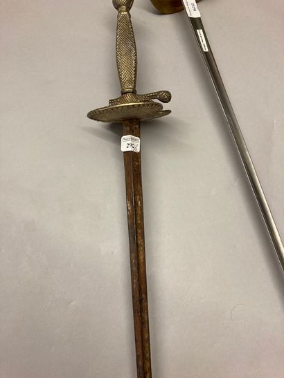 null A court sword, silver plated brass diamond point guard, broken branch; late...