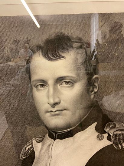 null Large engraving, bust portrait of the emperor Napoleon, drawn by Eugène Bourgeois,...