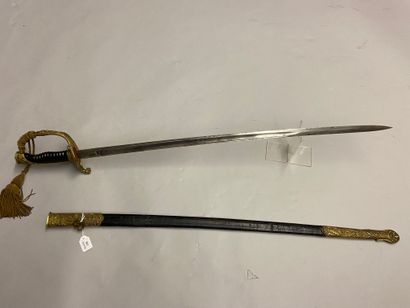 null Officer's saber of navy or marine infantry model 1837/1870, chased and gilded...