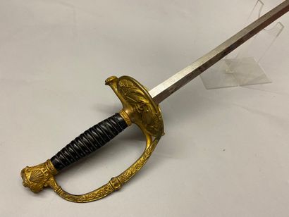 null Marine officer's sword model 1837/1853, brass guard entirely chased and gilded,...