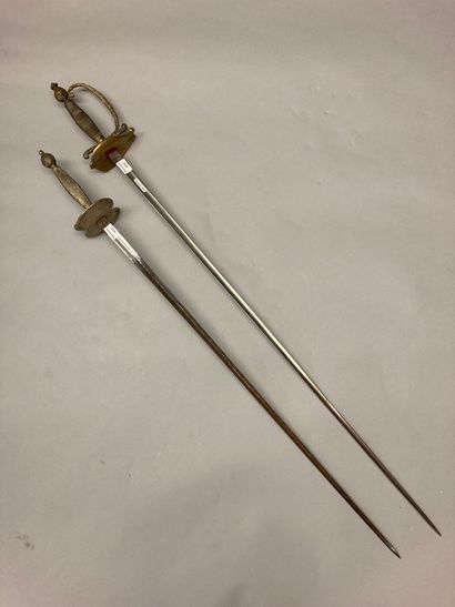 null A court sword, silver plated brass diamond point guard, broken branch; late...