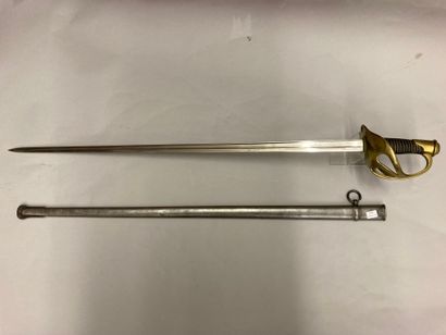  Officer's saber of large cavalry model 1896, brass guard with five branches, right...