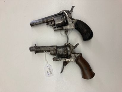  Two pinfire revolvers, Lefaucheux system, one of them with cylinder marked: "NEW...