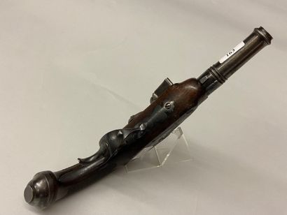 null Flintlock pistol of officer, probably of navy, blued barrel with forced balls,...