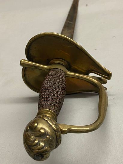 null Strong cavalry officer's sword, French brass guard, pommel in the shape of a...