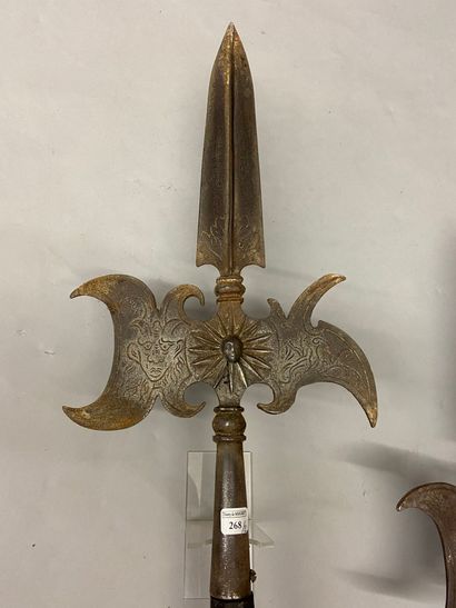 null Two halberds of style, of type bodyguard of the King, cast iron decorated with...