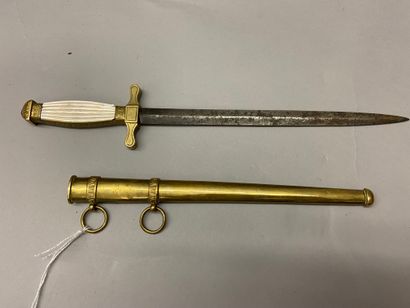 null Naval officer's dagger, gilt brass crossbow decorated with foliage and a flower...