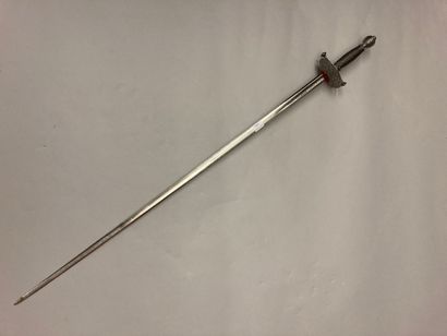 null City sword, iron guard with two quillons ending in a ball, pierced plate, oval...