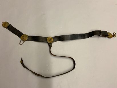 Officer's belt, small outfit, in black leather,...