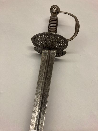 null Court sword, pierced iron guard, incomplete watermark on the fuse; strong triangular...