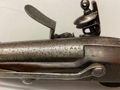 null Marine flintlock pistol model 1786, 1st type, sideways then round barrel, stamped...
