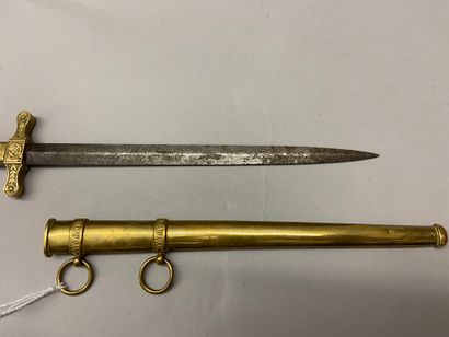 null Naval officer's dagger, gilt brass crossbow decorated with foliage and a flower...
