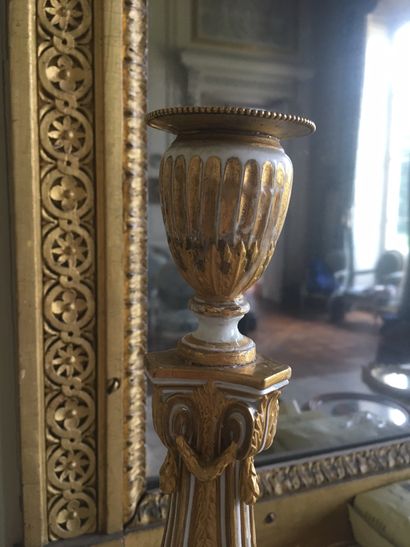 null In the taste of Sevres. Porcelain torch decorated in white and gold. Louis XVI...